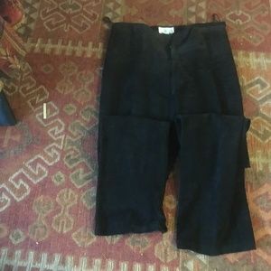 Suede black leather pants